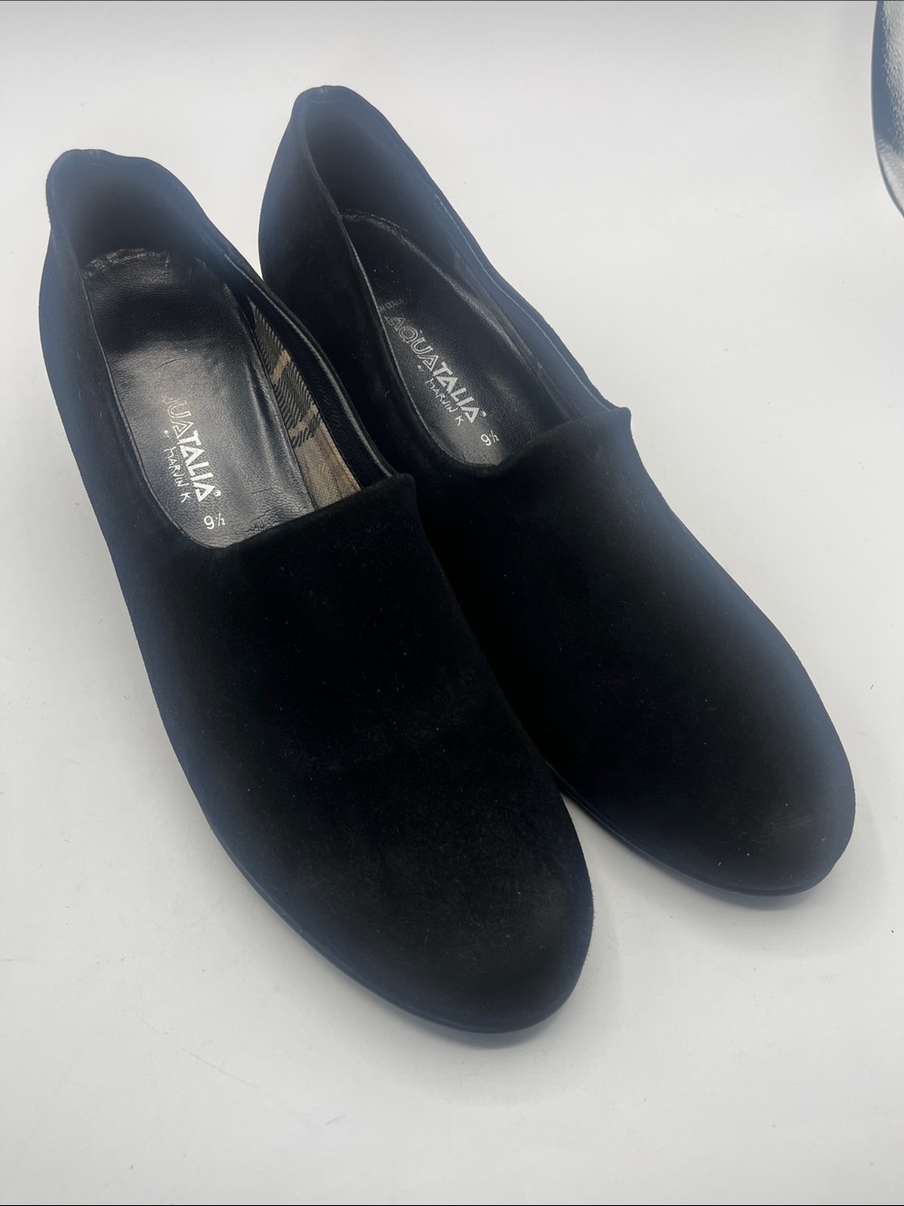 Aquatalia  Black suede Slip-On wedges